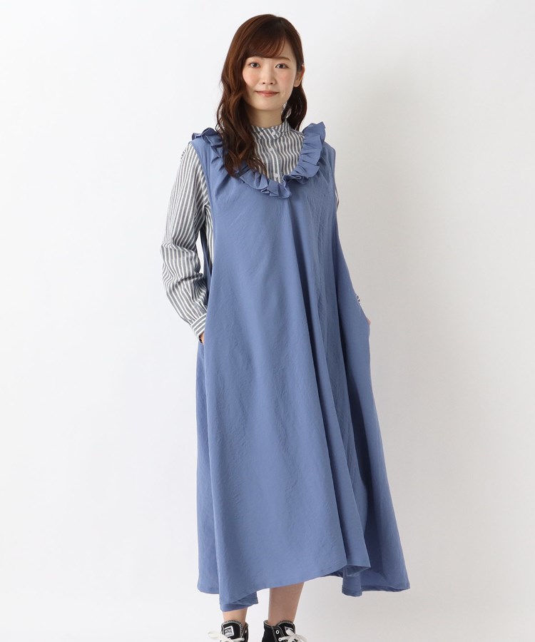 衿フリル ノースリーブワンピース（マキシ・ロングワンピース） | one