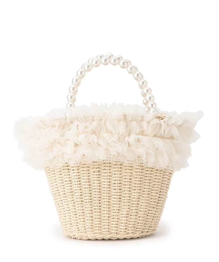 フリルデザインパール調ハンドルカゴバッグ（ハンドバッグ） | Couture