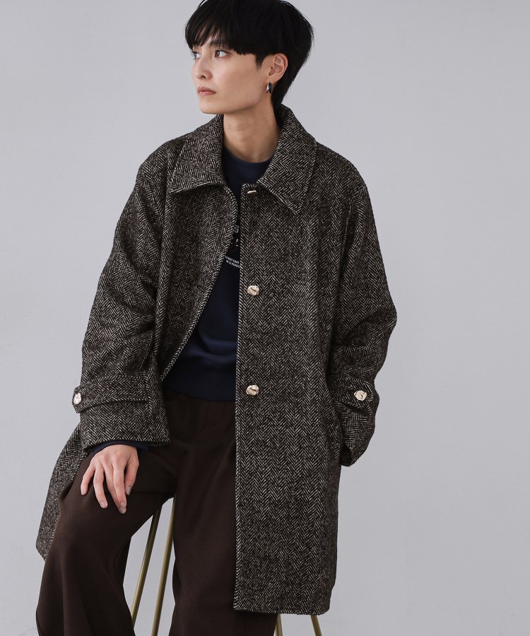 ヘリンボーンステンカラーコート（ステンカラーコート） | OPAQUE.CLIP