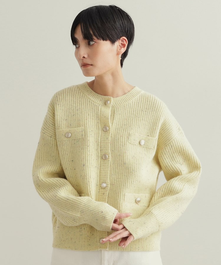 カラーネップニットカーディガン【洗濯機洗い可】（カーディガン