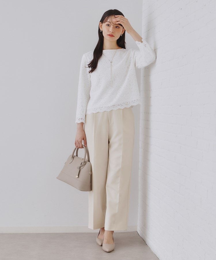 通勤・セレモニー/セットアップ対応》ワイドパンツ/ダブルクロス【洗濯