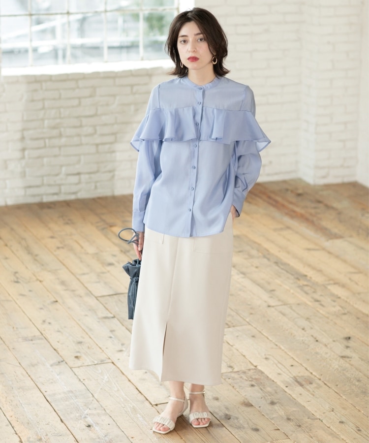 シアーフリルブラウス【洗濯機洗い可】（シャツ・ブラウス） | OPAQUE