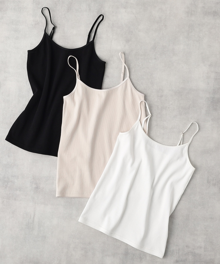 リブキャミソール【洗濯機洗い可】（タンクトップ・キャミソール