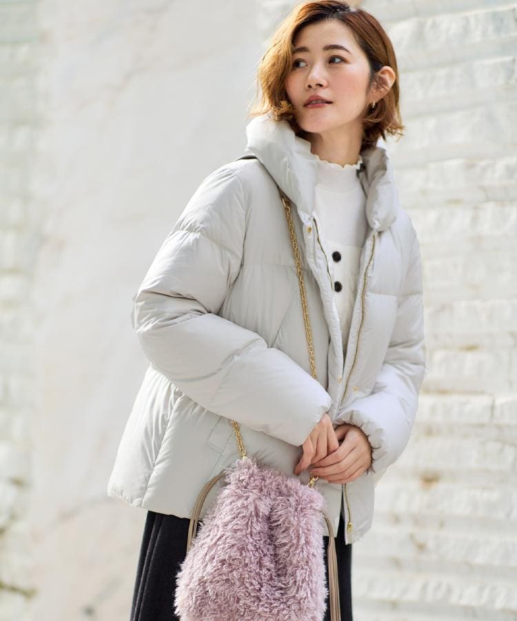 名品アウター／800FP・多機能】つつまれダウンショート（ダウン