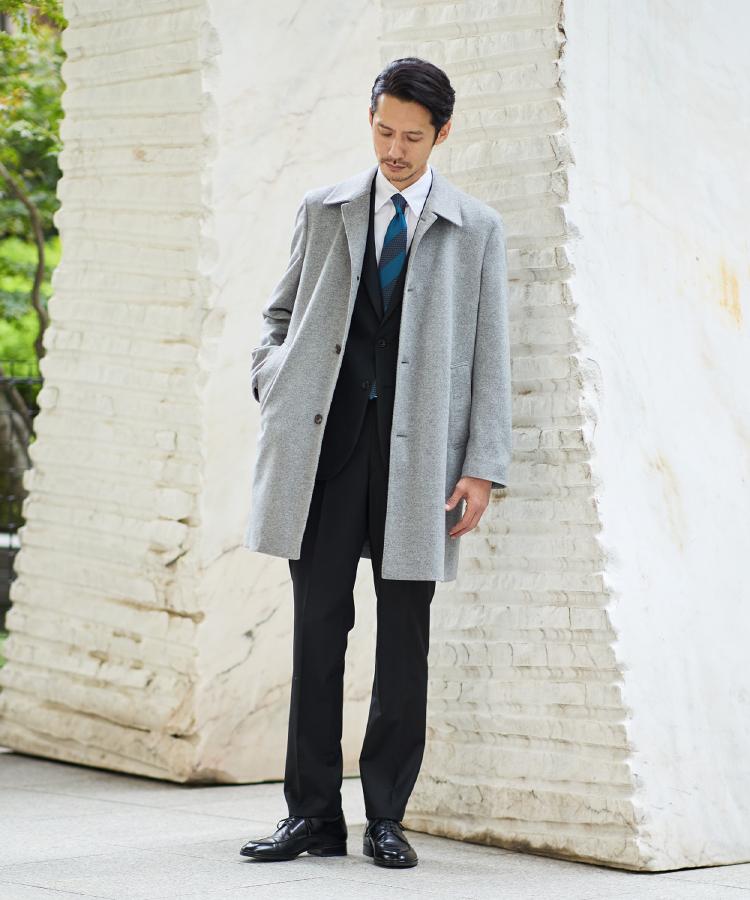 カシミヤブレンド ビーバー調ステンカラーコート（ステンカラーコート