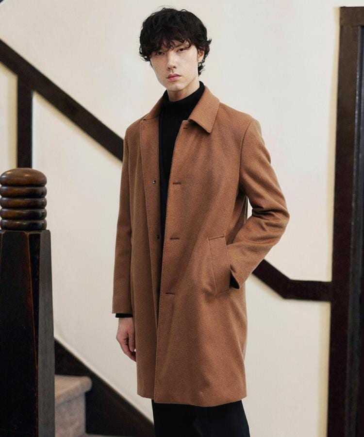 カシミヤブレンド ビーバー調ステンカラーコート（ステンカラーコート