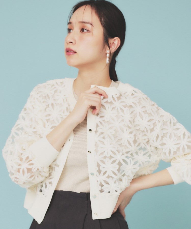 STORY掲載》3Dフラワーショートカーディガン【洗濯機洗い可
