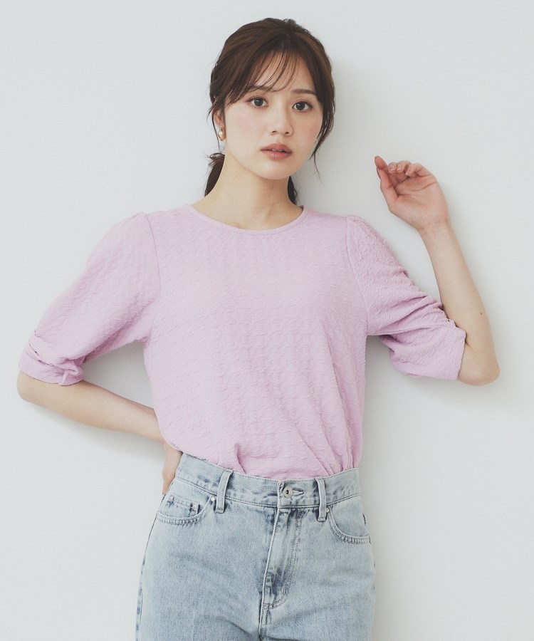 シボジャカードタックギャザートップス【洗濯機洗い可】（カットソー