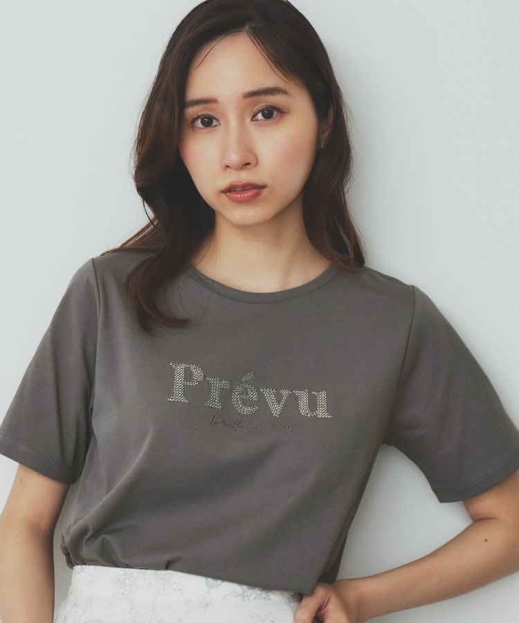 スパンコール刺繍ロゴTシャツ【洗濯機洗い可/接触冷感/UVケア】（T