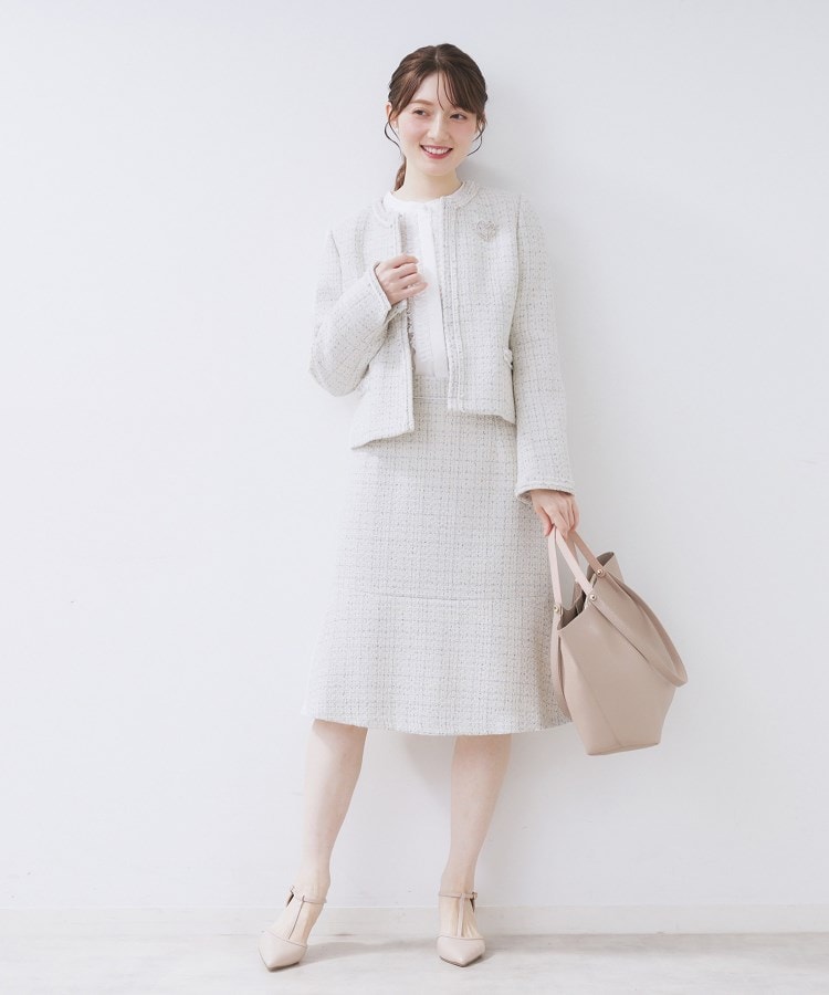 ≪通勤・セレモニー/セットアップ対応≫フレアツイードスカート【洗濯