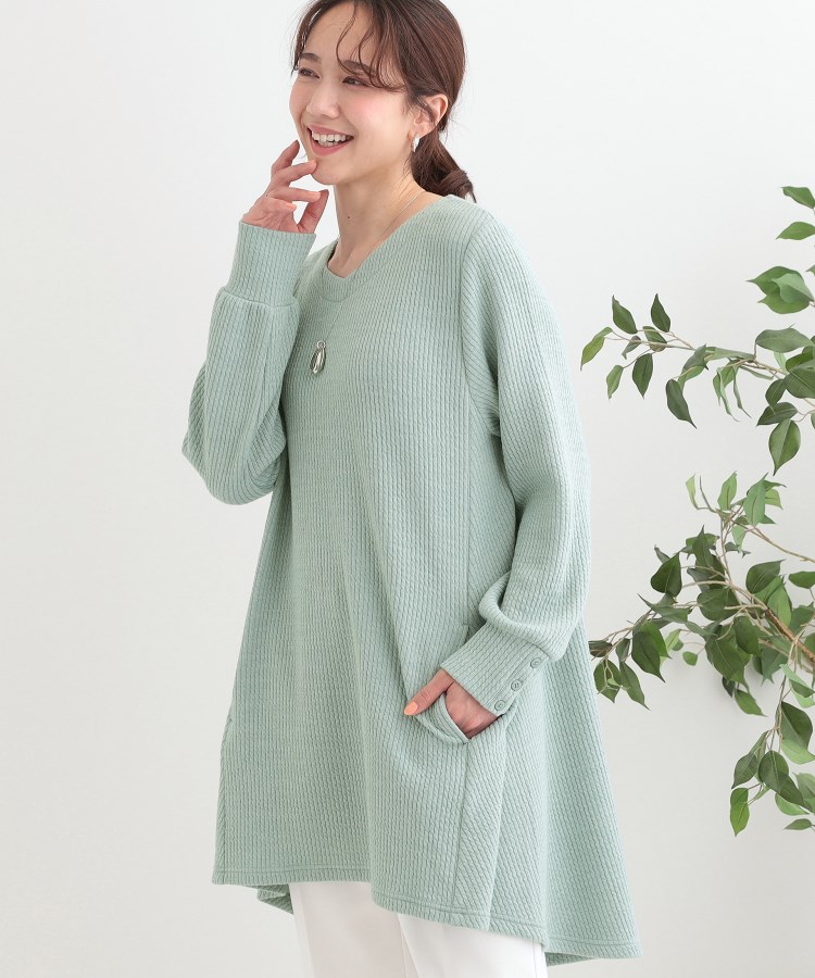 洗える/S-LL】ふんわりタッチが癖になる ふくれジャカードチュニック