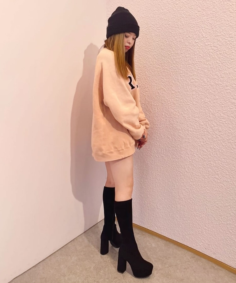 ラク盛り／ロングブーツ】リピーター続出／脚長美脚 厚底ヒールロング