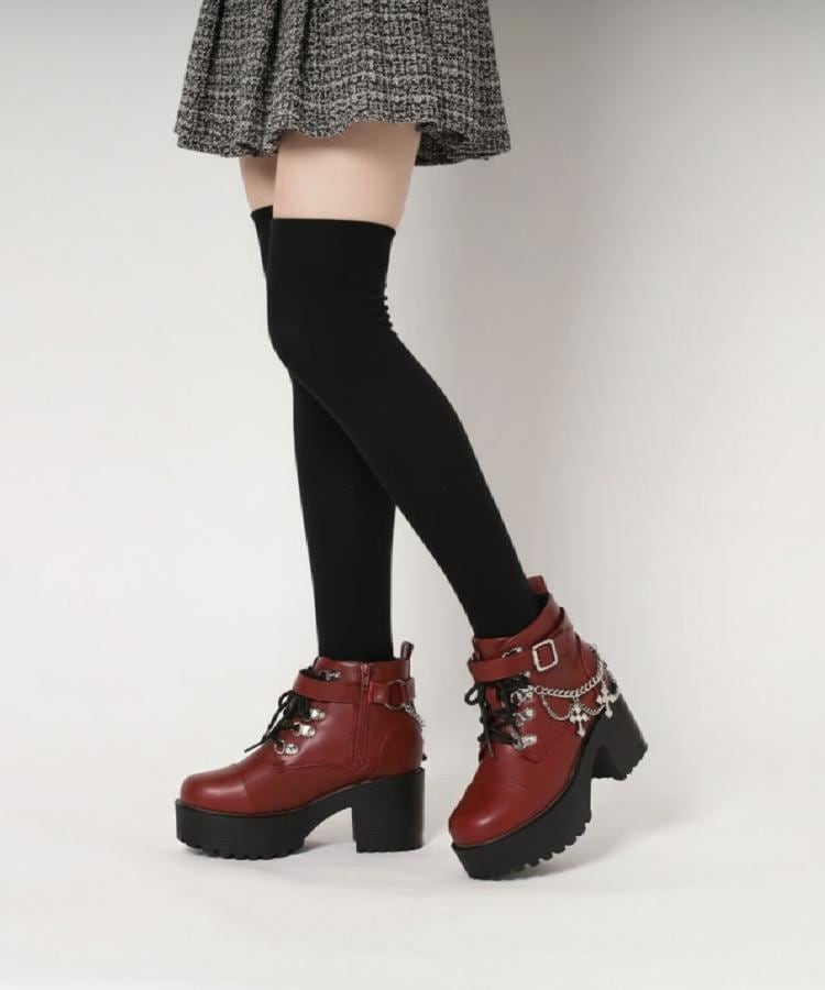 厚底十字架チャーム付きチェーンブーツ（ブーツ・ブーティ） | csT&P