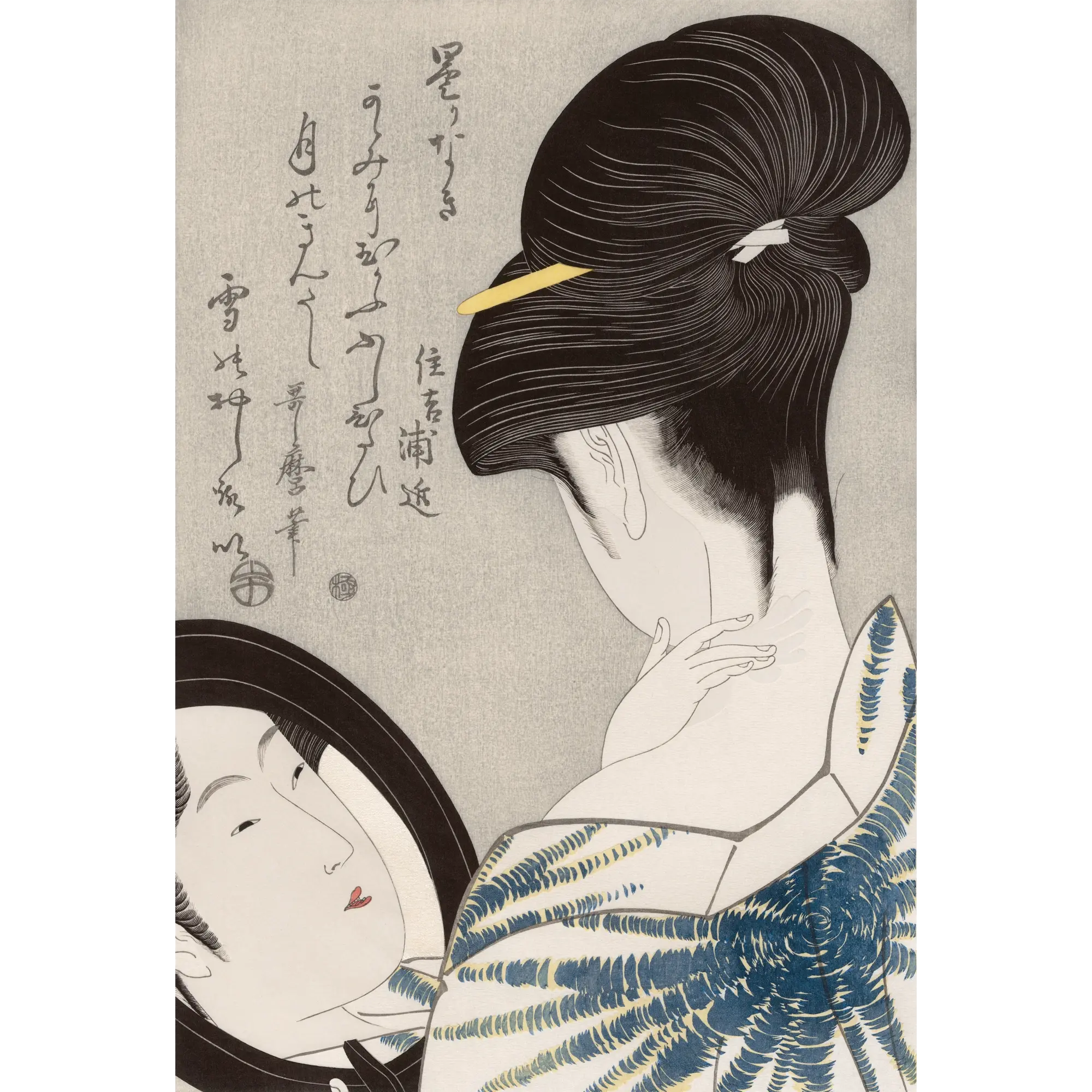Kitagawa Utamaro（喜多川歌麿） 喜多川歌麿「百千鳥 山鳥に鶺鴒