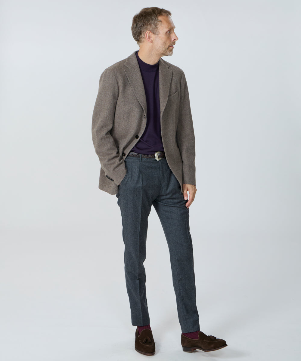 BOGLIOLI ウールカシミヤヘリンボーン3Bシングルジャケット/DOVER