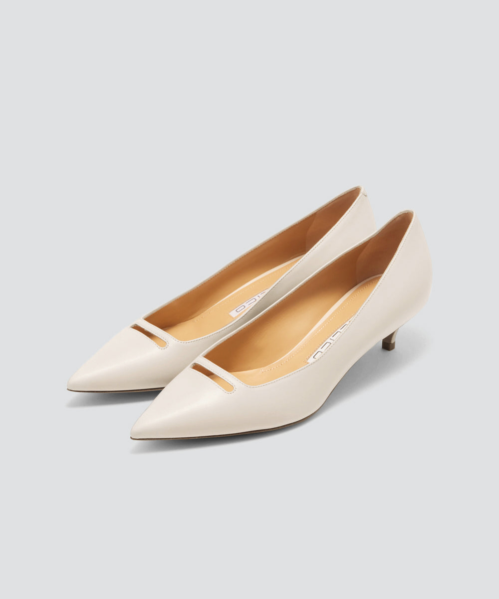 PELLICO | アネッリ スムース パンプス 3.5cm ASH WHITE - アマン