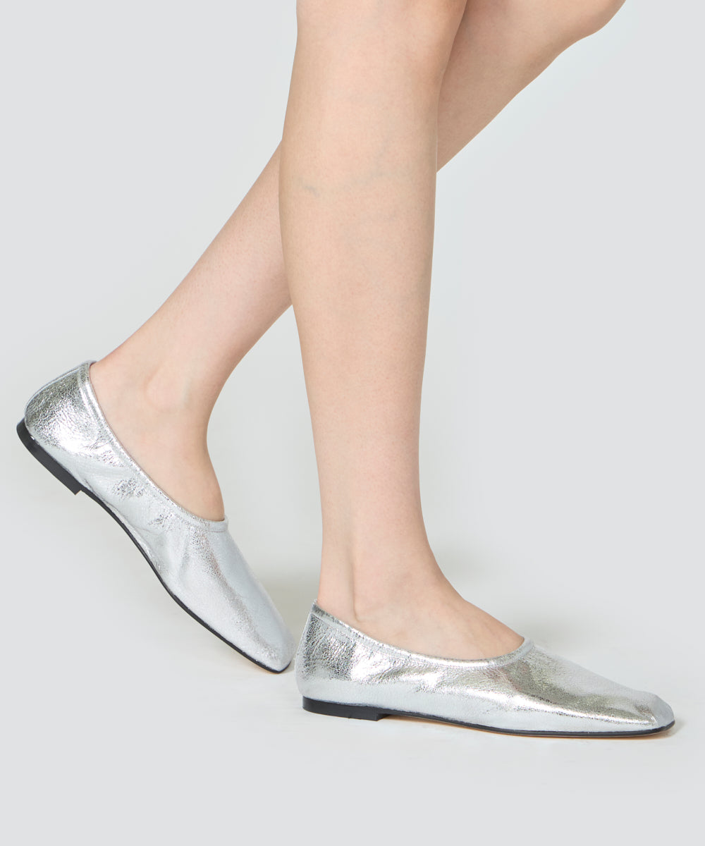 PELLICO SUNNY | シュリンクメタリック フラットシューズ 1.0cm SILVER