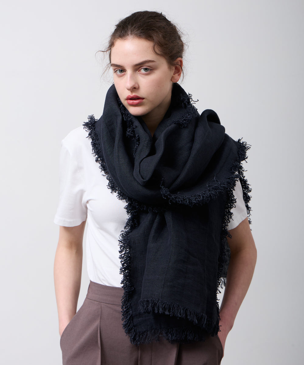 ASAUCE MELER | ベルギーリネンフリンジストール - アマンオンライン