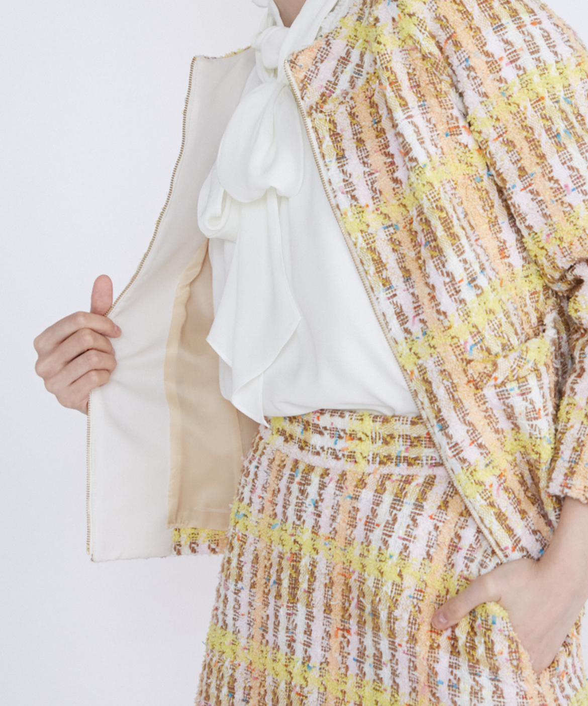 M Maglie le cassetto》コットンキャンディーツイードジャケット｜M