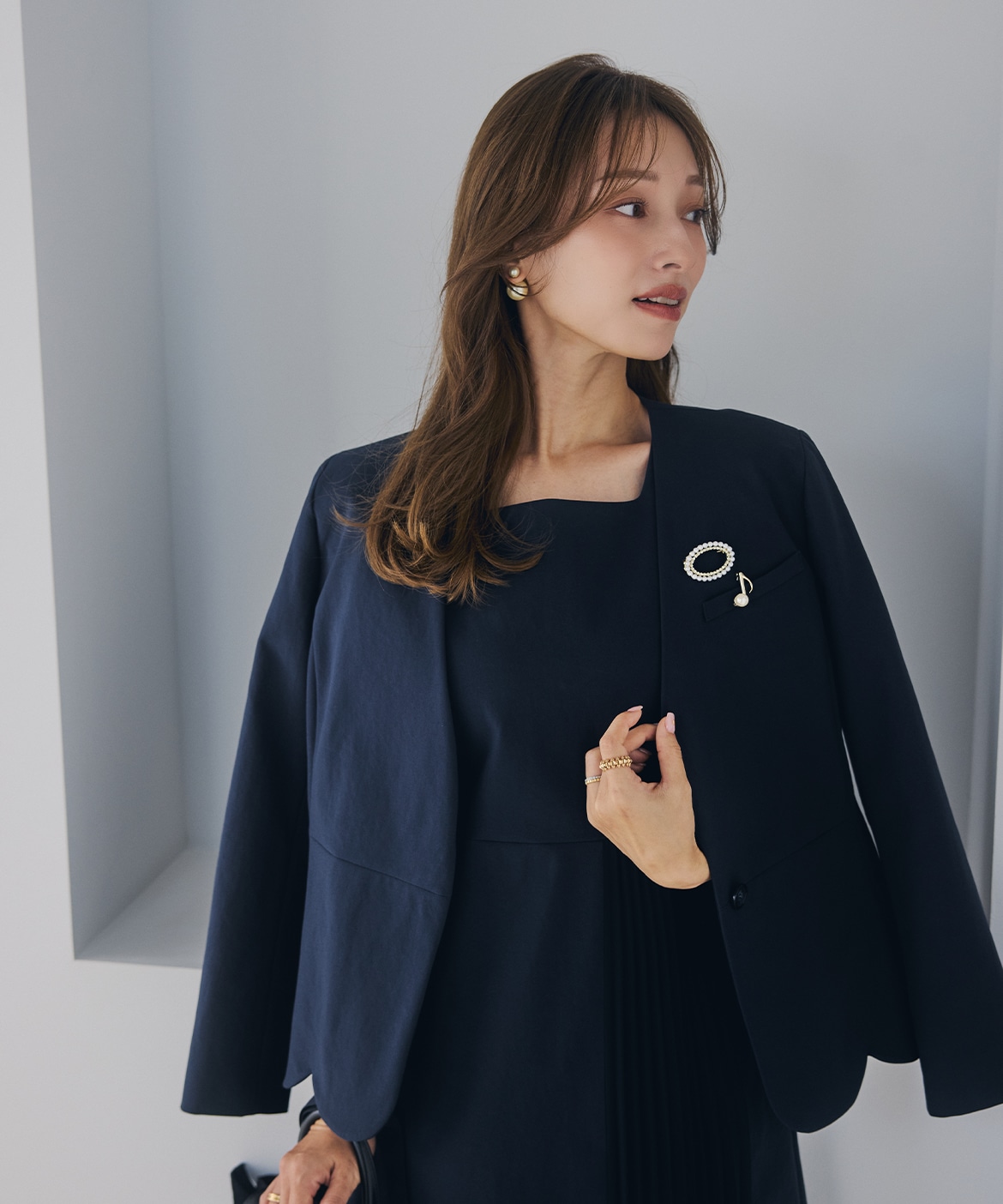 M Maglie le cassetto×吉田理紗》オーバルパールブローチ｜M Maglie le