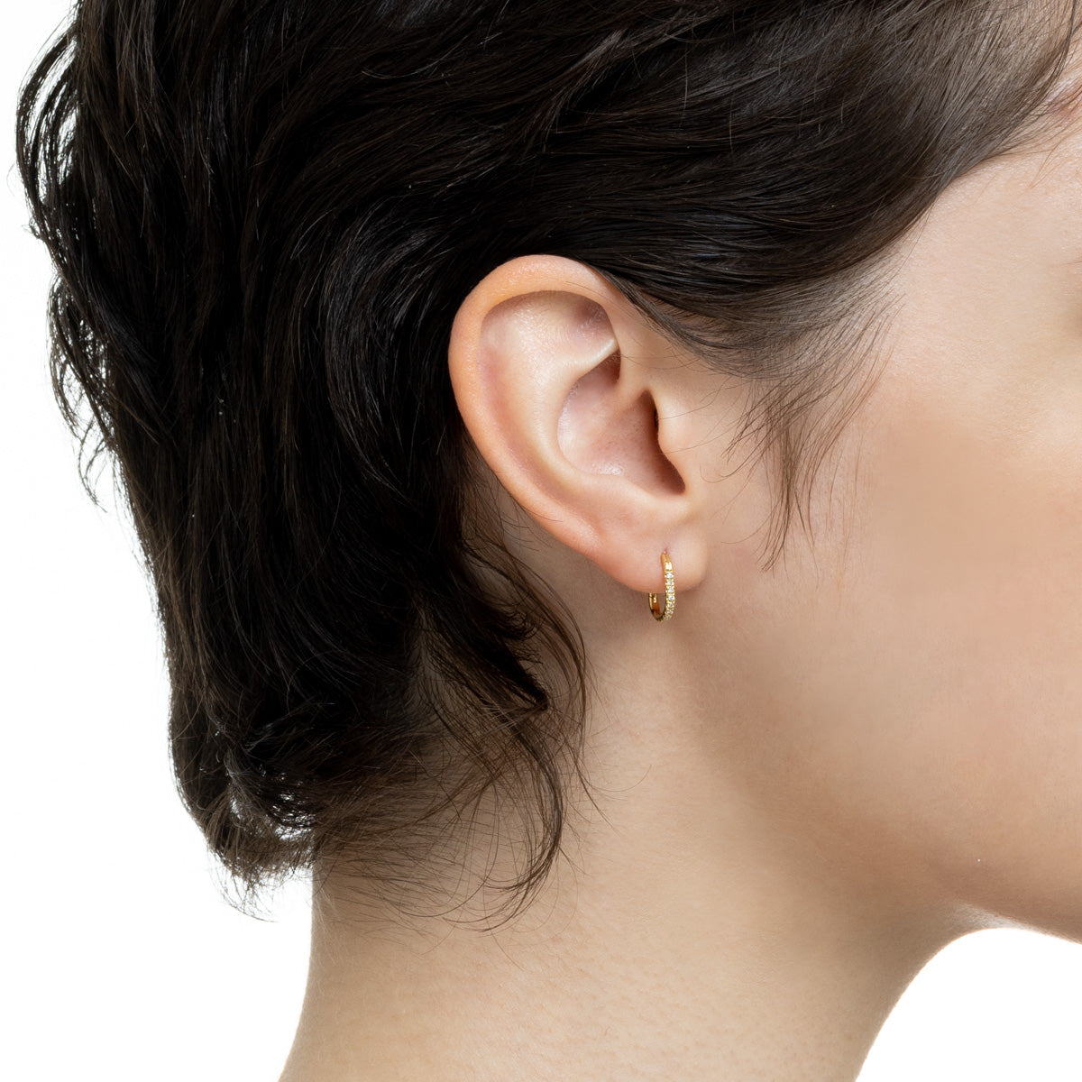 K18 MANHATTAN オブロング ダイヤモンド フープ ピアス Sサイズ