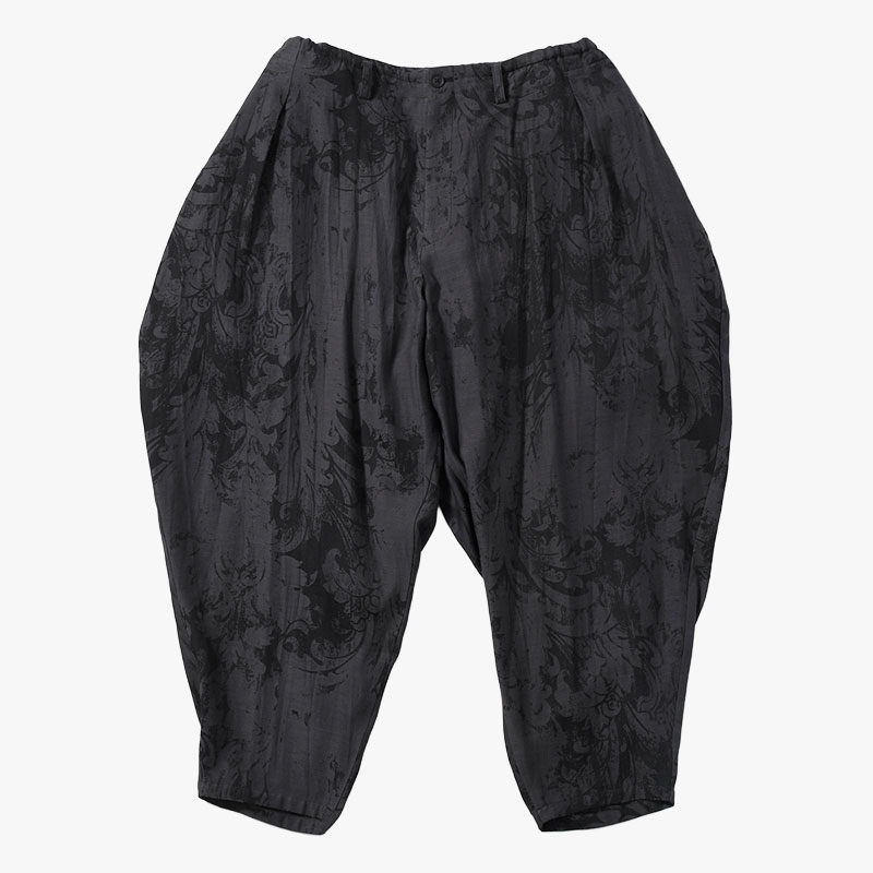 JACQUARD PATTERN DRAPE PANTS -BLACK- | IN ONLINE STORE