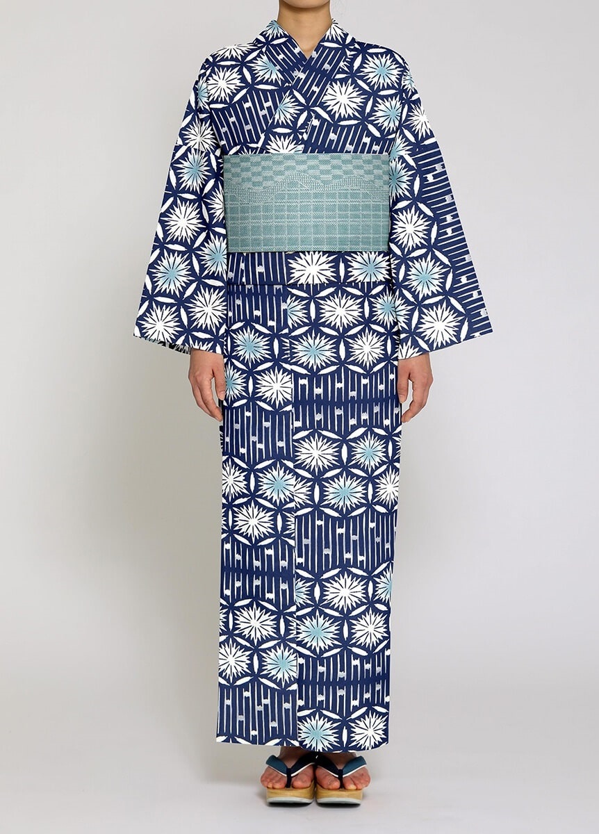 男女仕立て可能】注染ゆかた 切子菊/紺 | 浴衣 | やまとオンラインストア