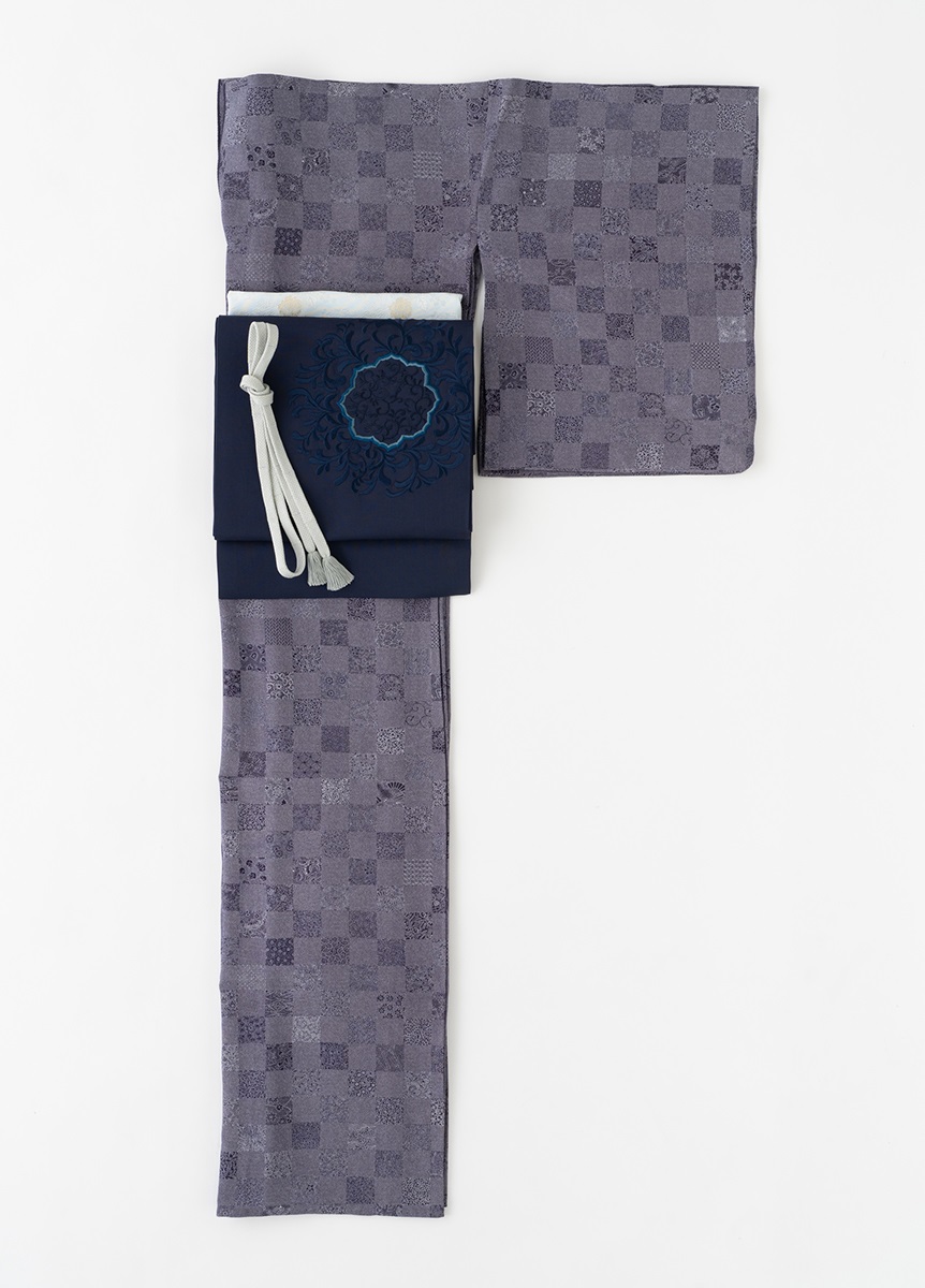 正絹江戸小紋 市松寄せ 江戸紫 | カジュアル着物 | やまとオンラインストア