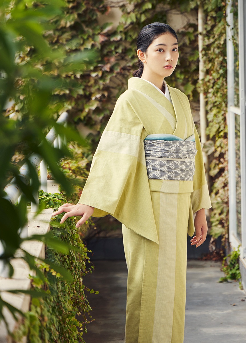 片貝木綿 バイカラー 菜の花（お取り寄せ品） | カジュアル着物