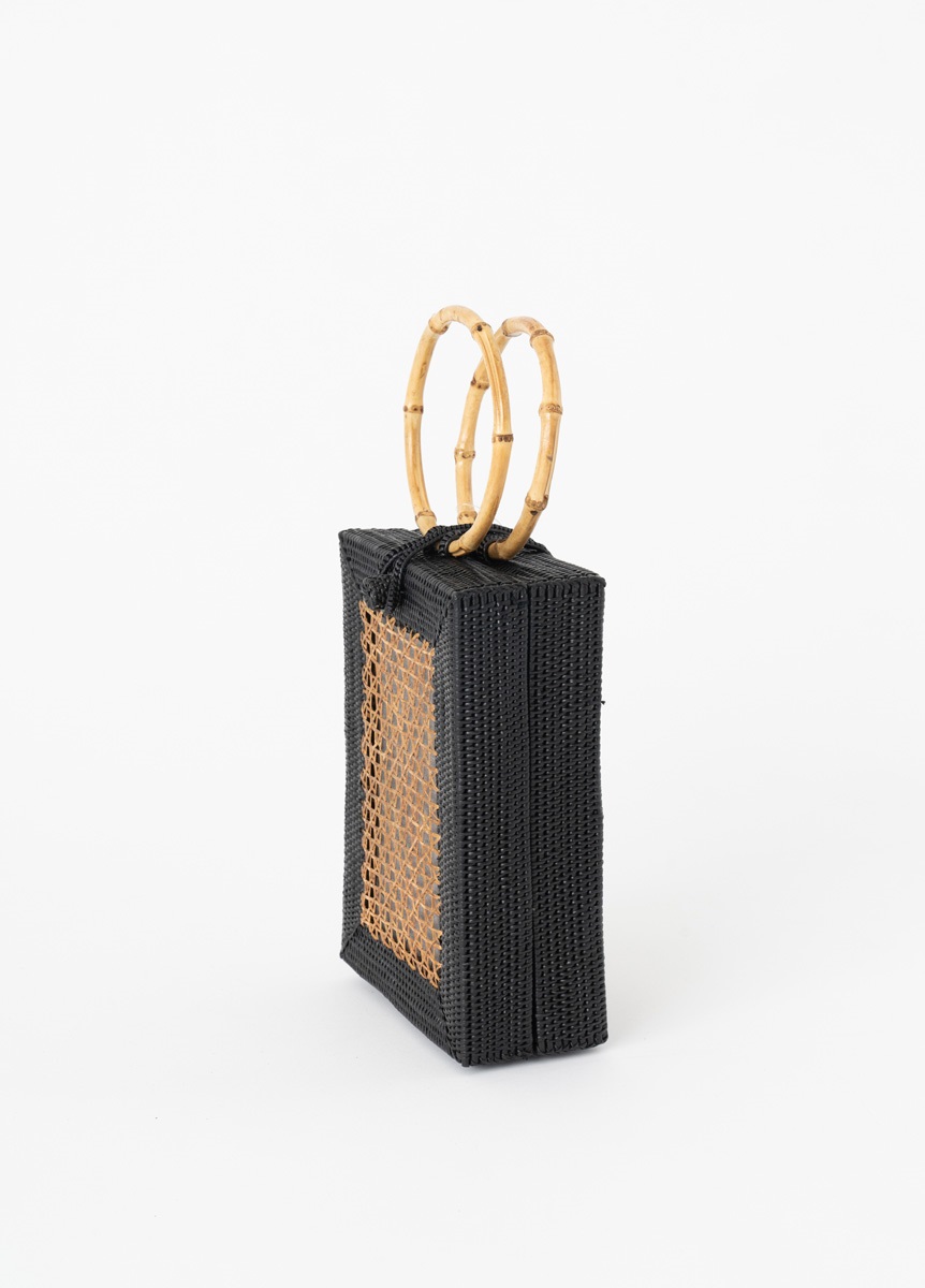 アタ・レクタングル竹ハンドルバッグ ブラック | 浴衣コーディネート