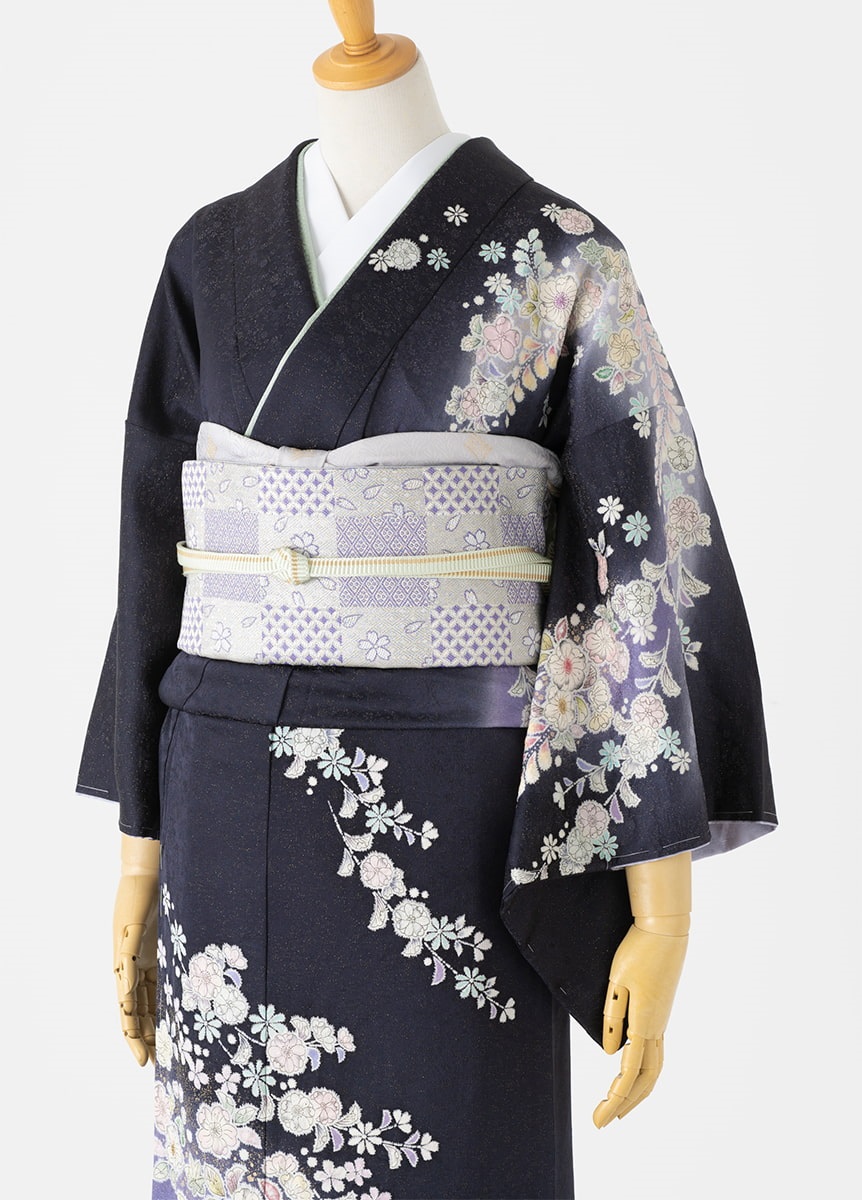 やまとオリジナル訪問着レンタル 辻が花 鉄紺 M | 訪問着レンタル