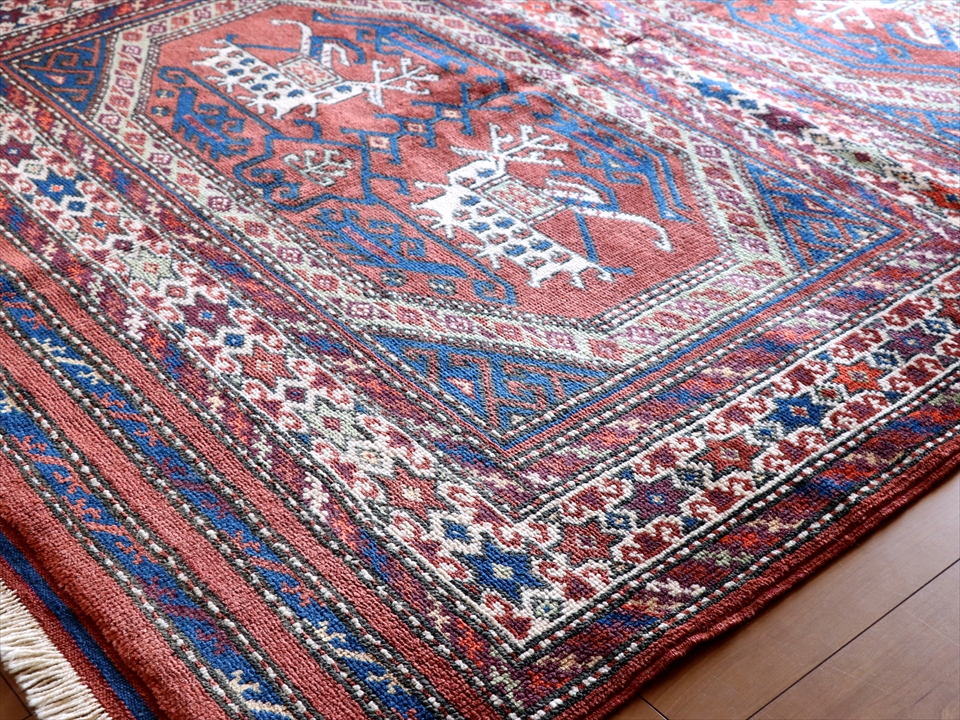 キリムスタイル / トルコの手織りのじゅうたん・ウール100%の新しい