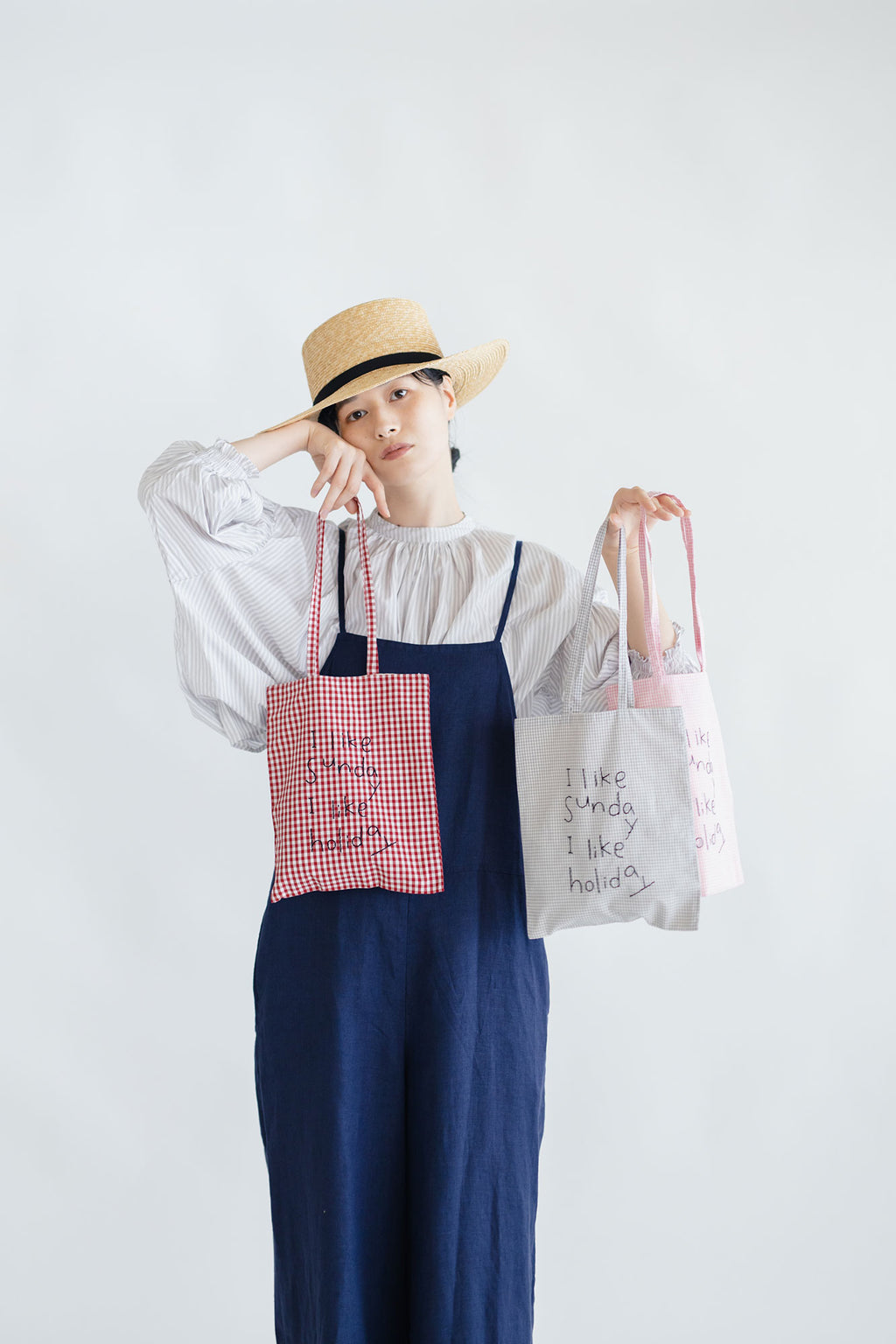 pot and tea チェック柄ハンド刺繍バッグ ｜くらすこと公式オンライン