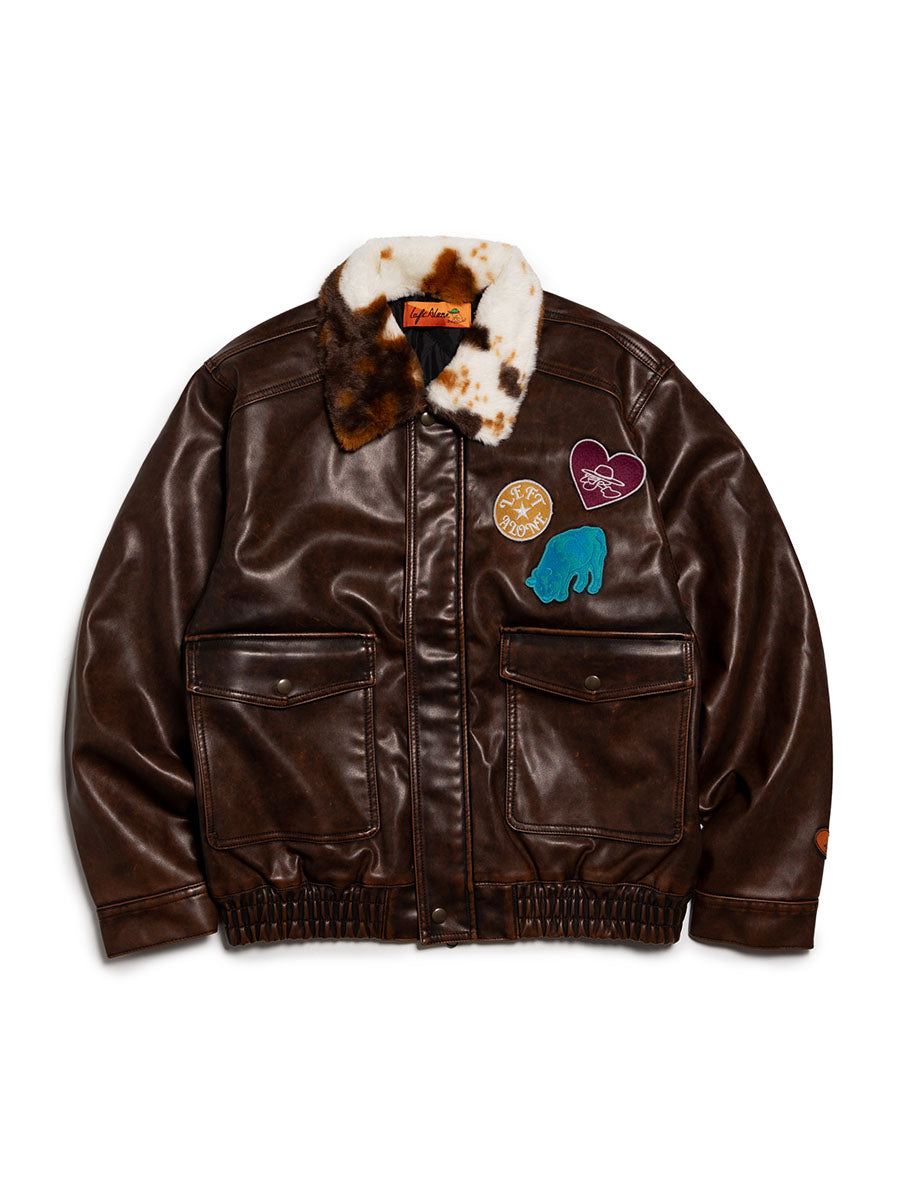 LEFT ALONE FAKE LEATHER JKT -BROWN- – LEFT ALONE OFFICIAL ONLINE STORE