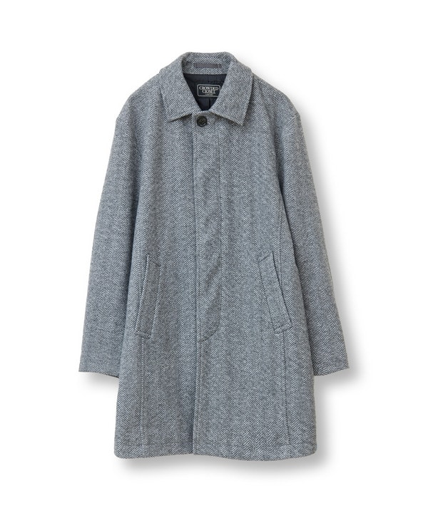 ヘリンボーンツイードジャージストレッチコート｜メンズファッション