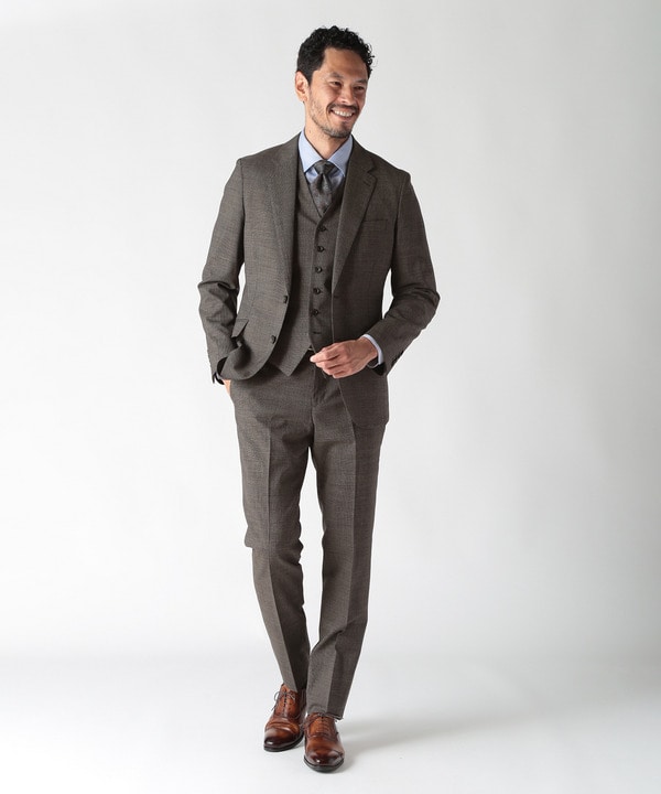 ウールメランジ千鳥格子スーツ＜セットアップ＞｜メンズファッション