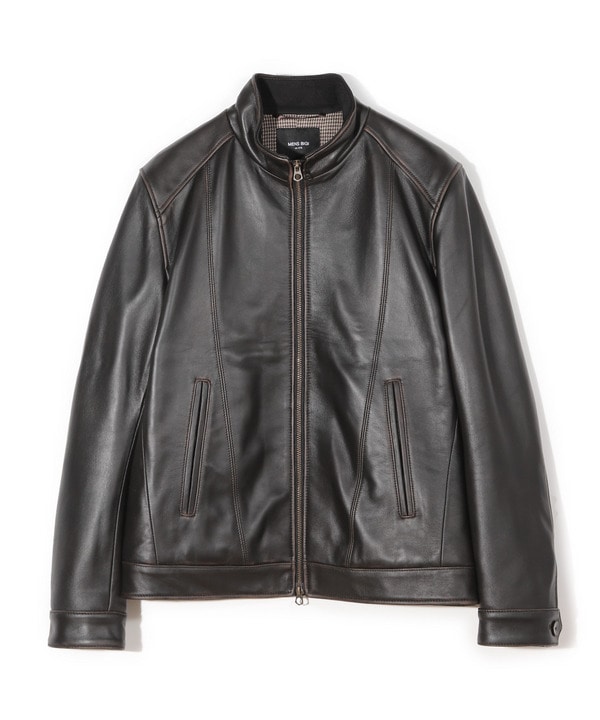 スタンドカラーシングルライダース シープレザージャケット