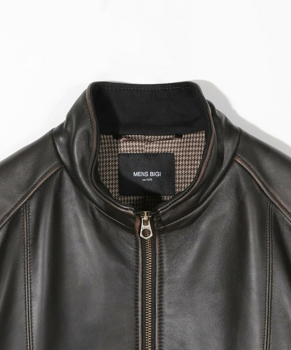 スタンドカラーシングルライダース シープレザージャケット