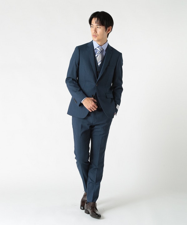 NARROWトロピカルストライプスーツ（同素材ベストあり）｜メンズ