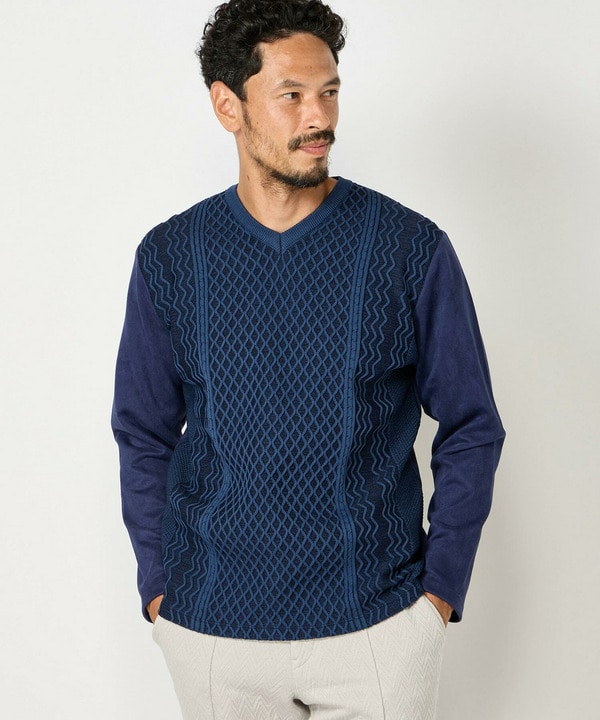 ニットコンビVネックカットソー｜メンズファッション通販 MEN'S BIGI