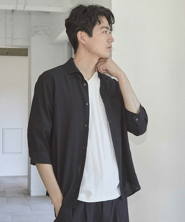 タックストライプローン7分袖シャツ｜メンズファッション通販 MEN'S