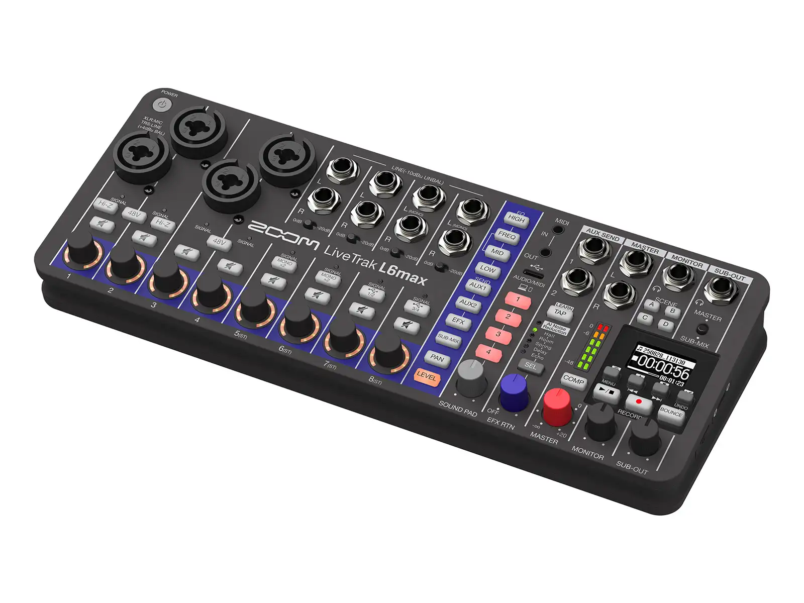 ZOOMがライブミキサー＆レコーダー『LiveTrak L6max』を9月下旬発売