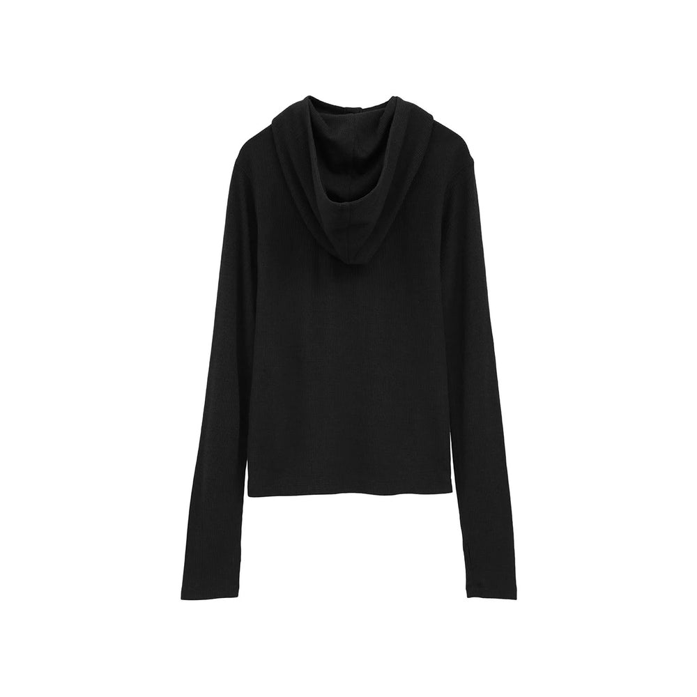 WOOL RIB HOODED TIGHT TOPS -GRAY- – OBLIGE