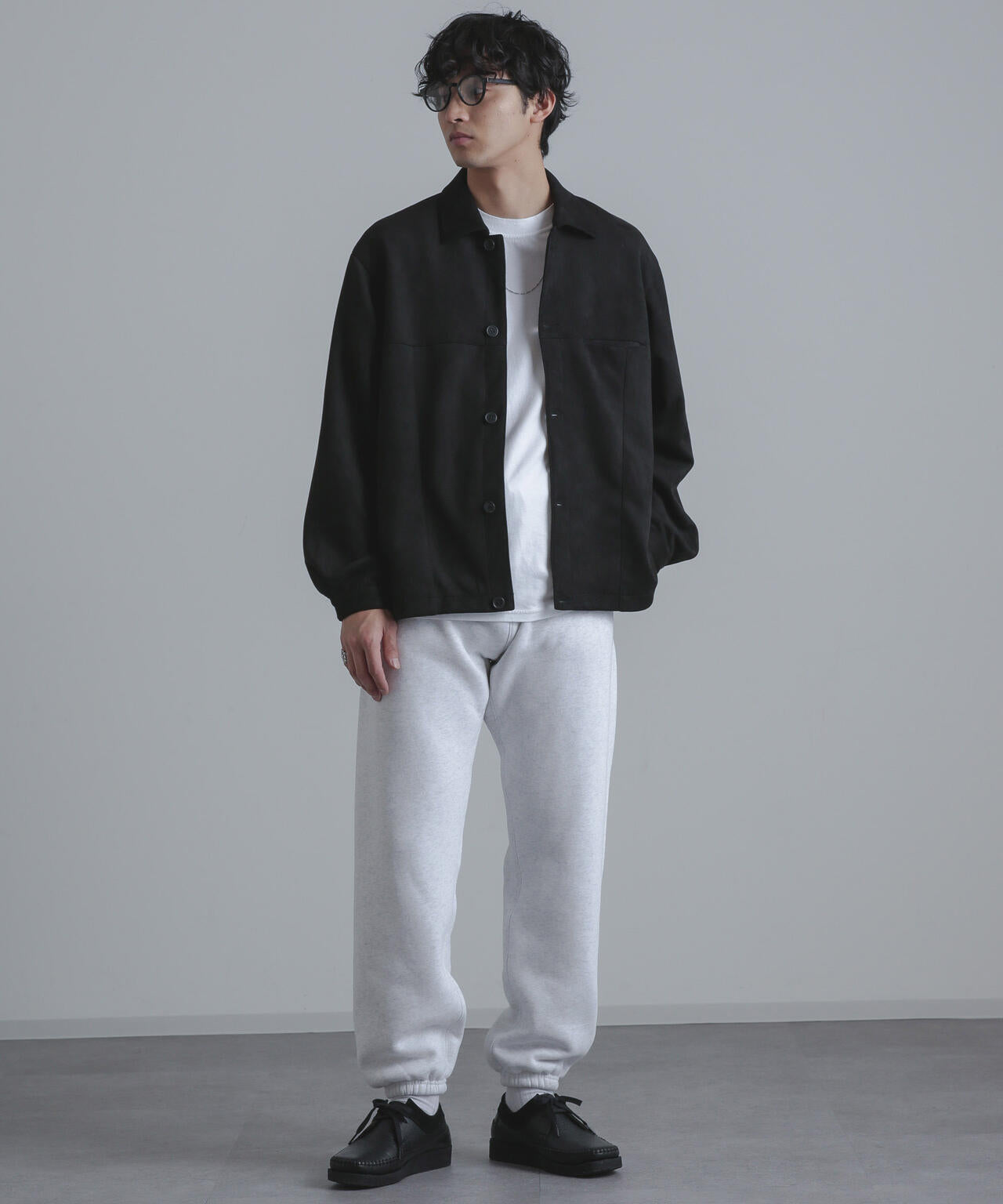 フェイク スウェード ストレッチ リラックス シャツ ブルゾン