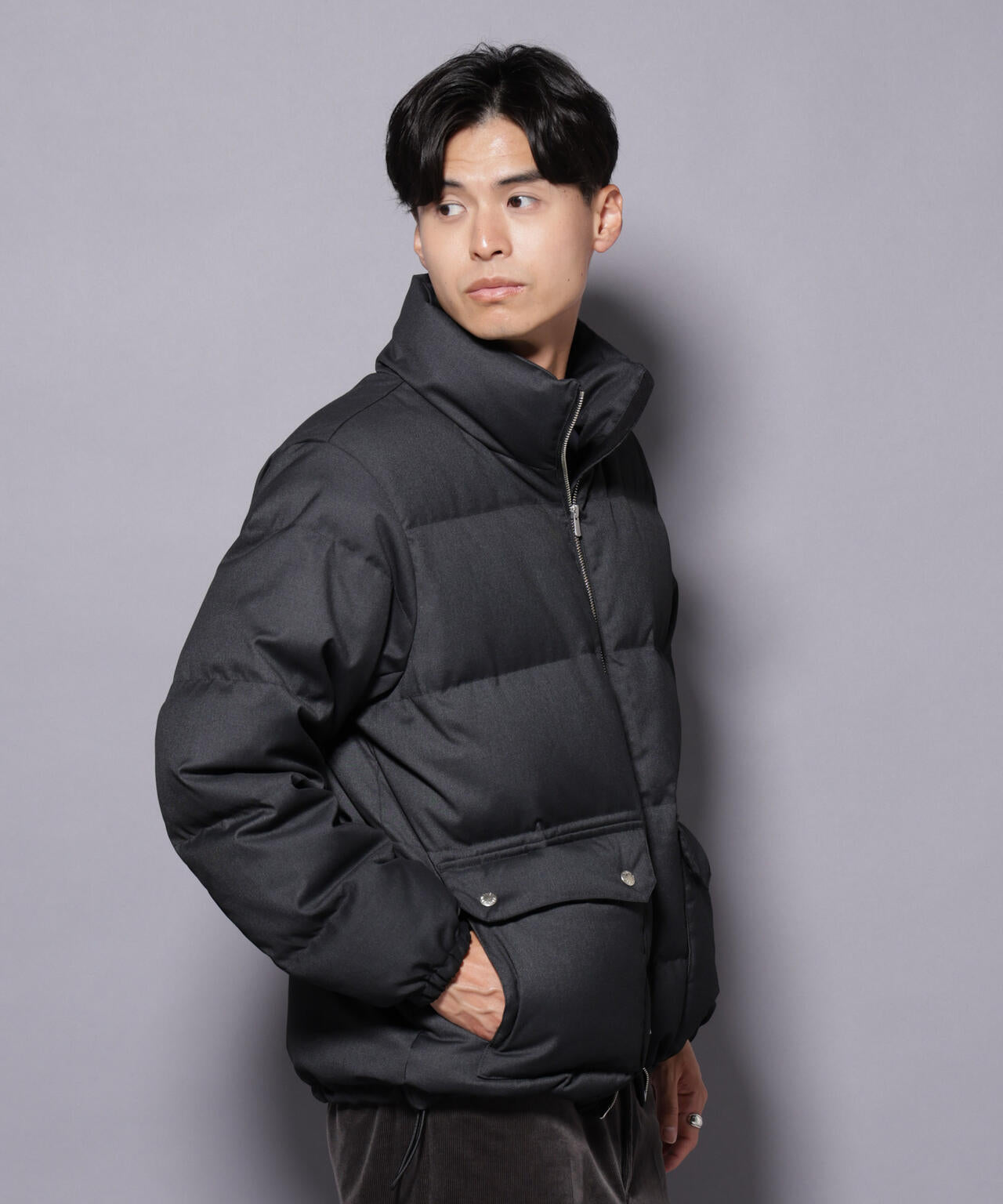 DELEGANTE エアリーサキソニー／グレンチェックTAIONダウンジャケット