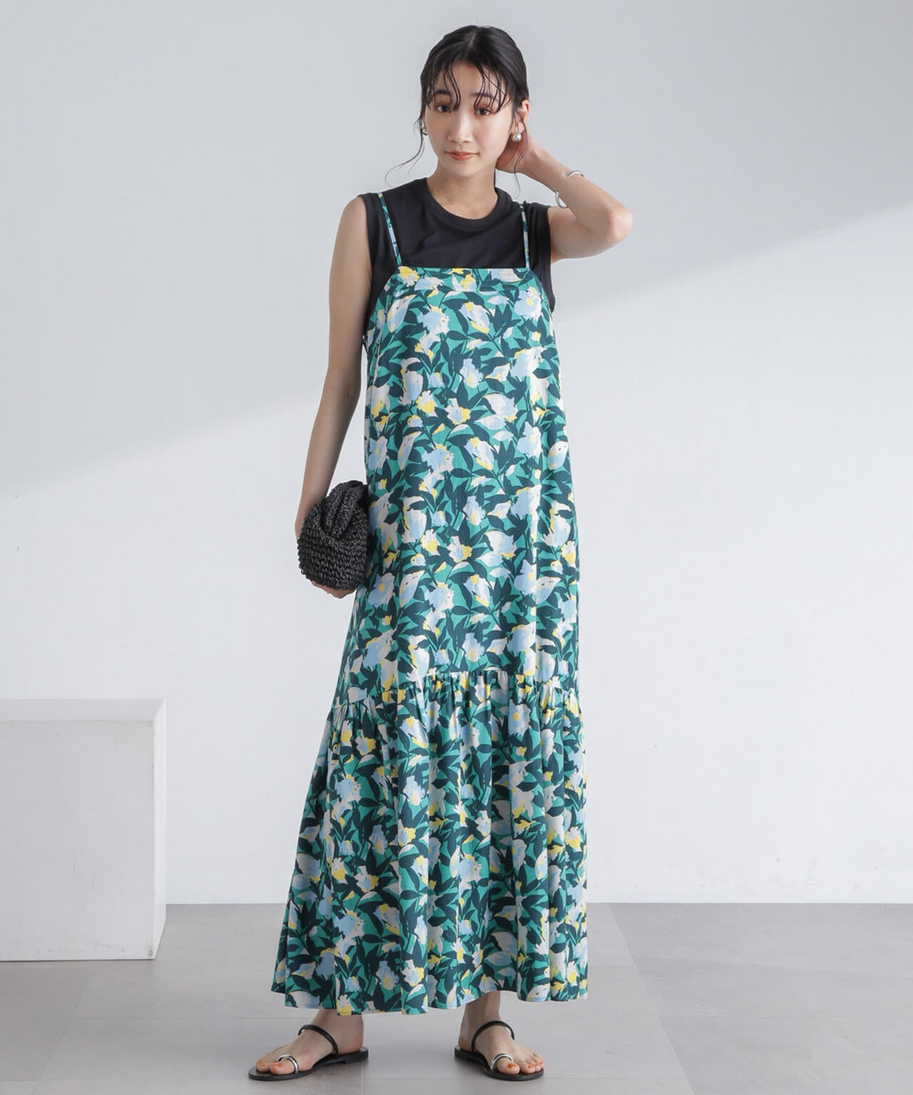 ボタニカル プリント キャミ ワンピース