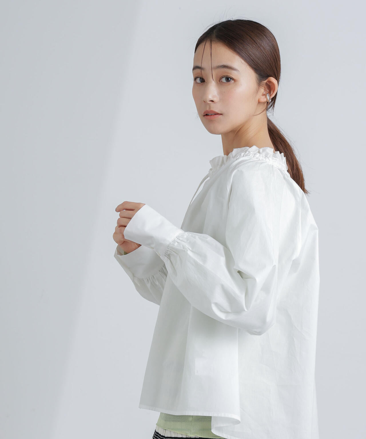 フリル カラー ギャザー ブラウス