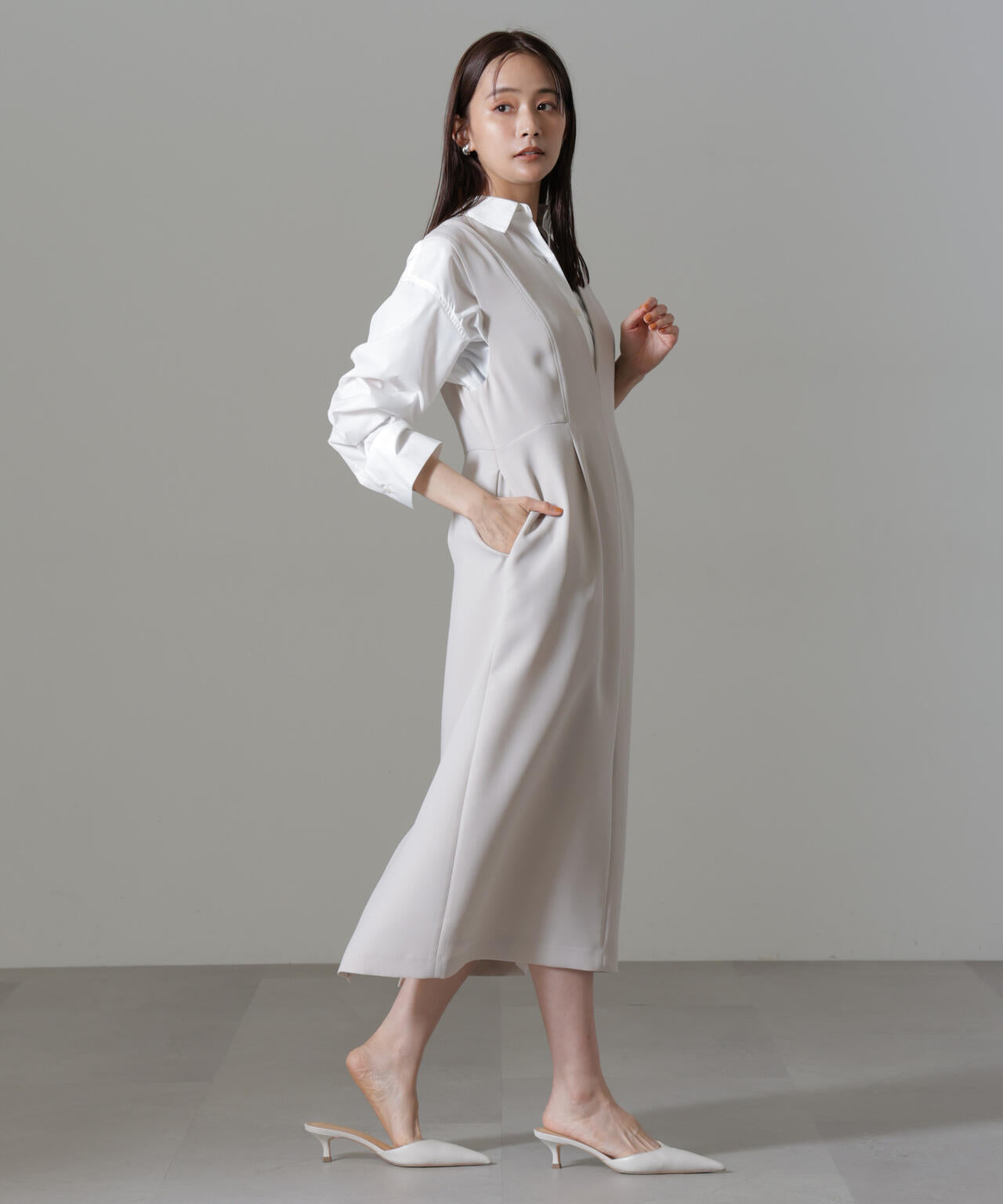 イージーケア ダブルクロス ノースリーブ ワンピース ( セットアップ 可)