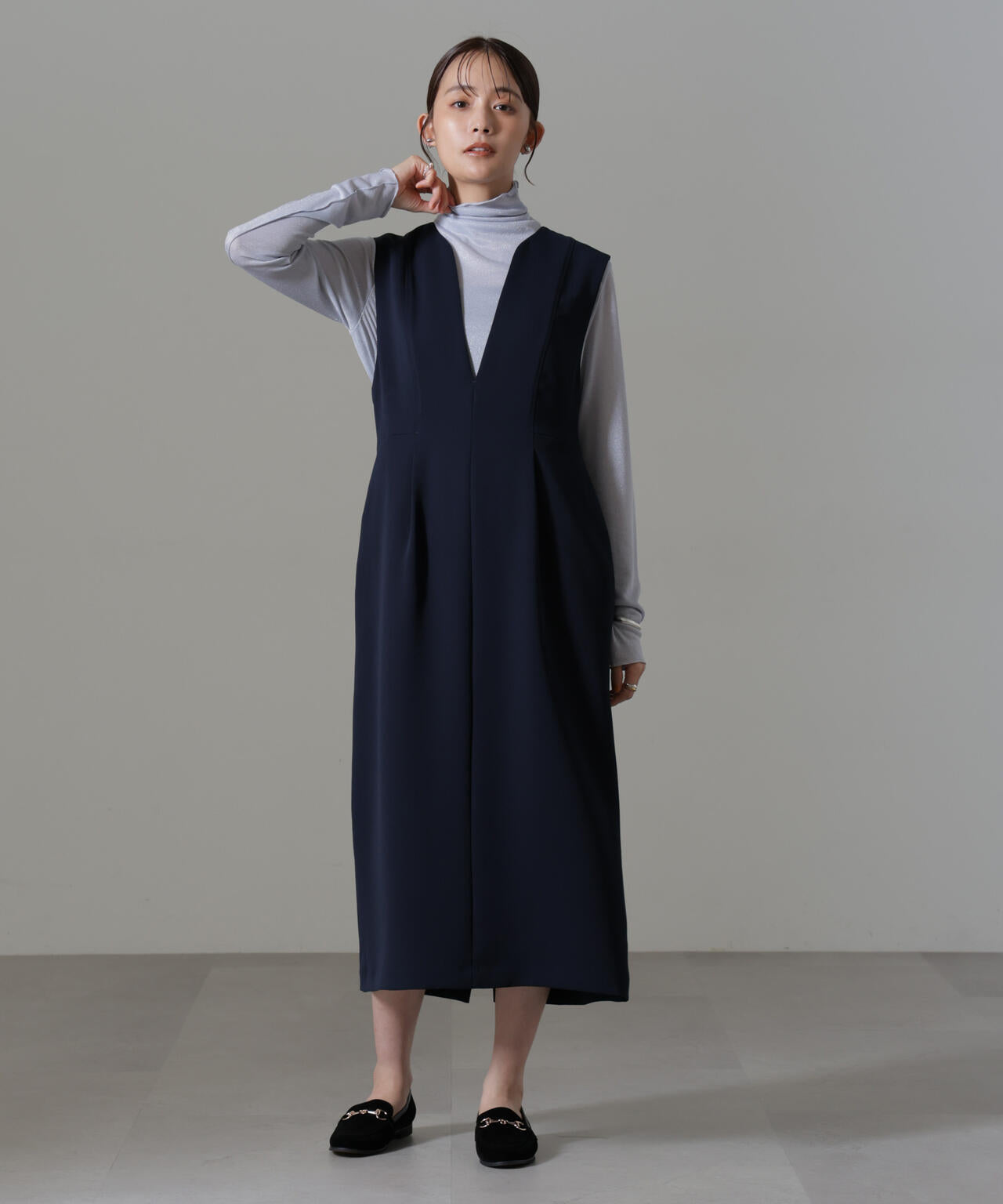 イージーケア ダブルクロス ノースリーブ ワンピース ( セットアップ 可)