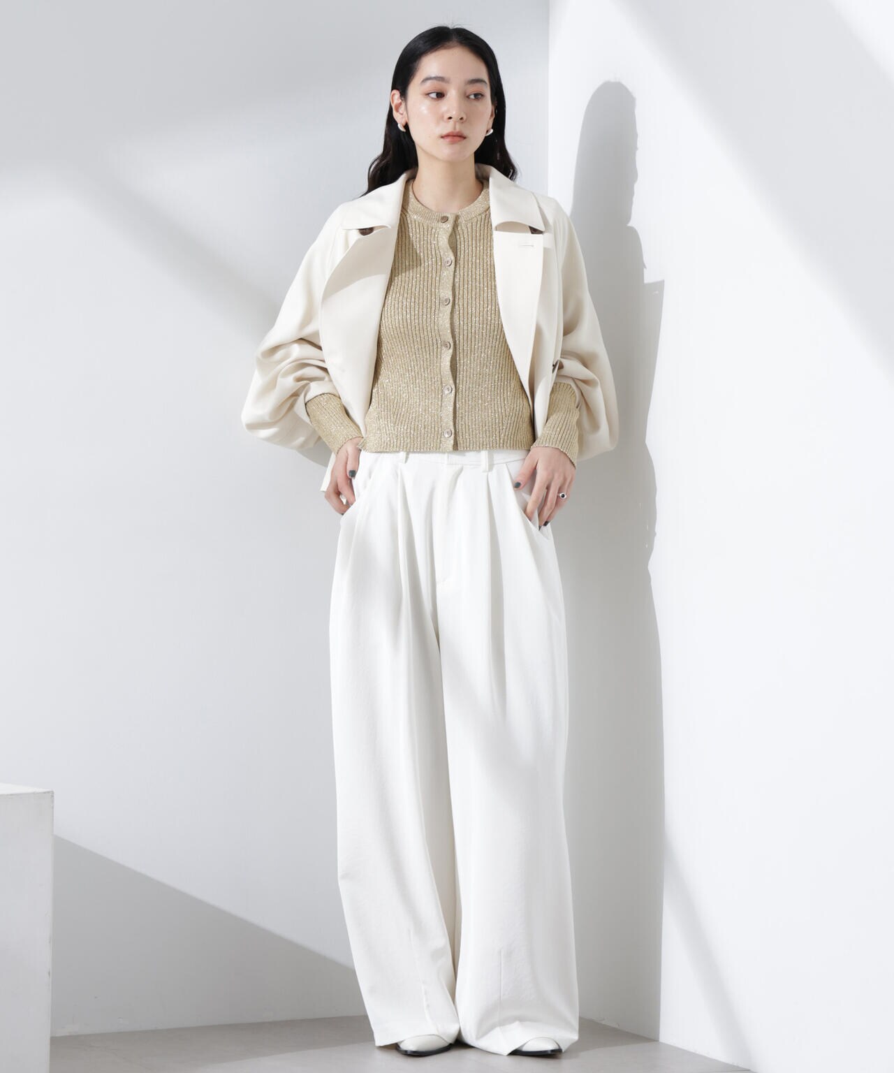 グリッターラメ ニットカーディガン（セットアップ可）